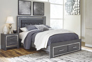 Lodanna Gray Queen LED Storage Bed - Gate FurnitureQueen Bed