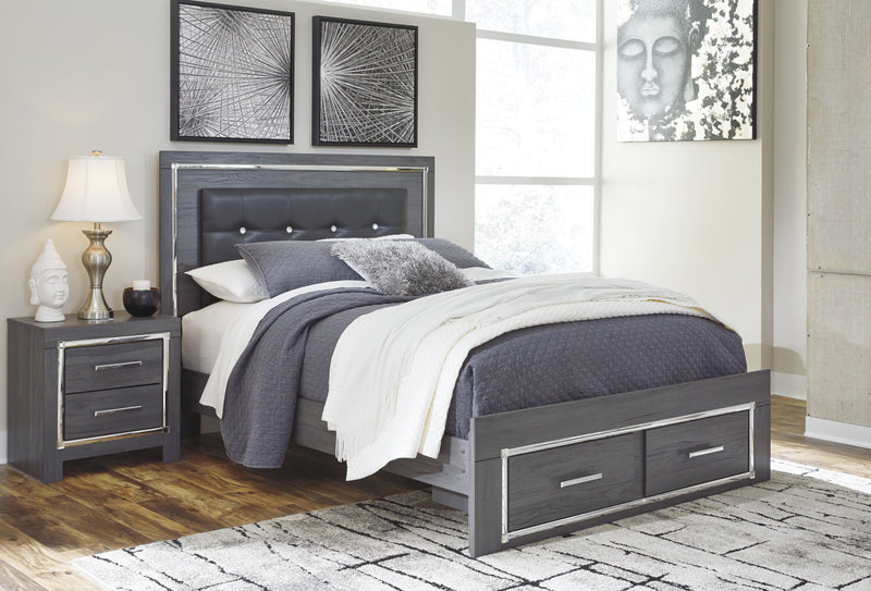 Lodanna Gray Queen LED Storage Bed - Gate FurnitureQueen Bed
