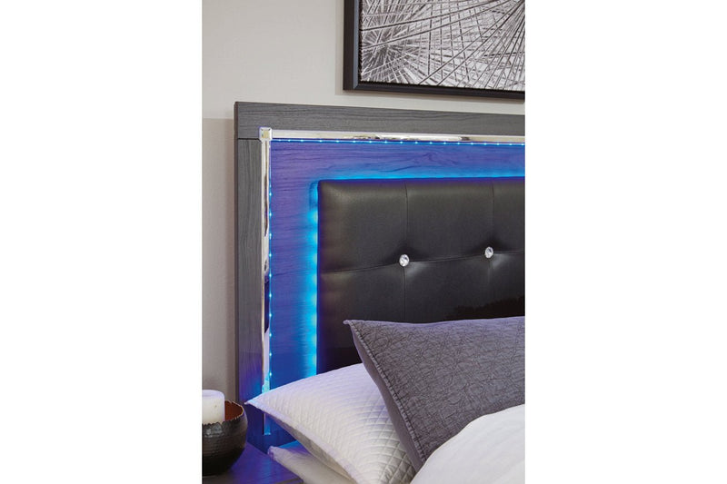 Lodanna Gray Queen Panel Bed with 2 Storage Drawers - Gate FurnitureQueen Bed