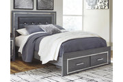 Lodanna Gray Queen Platform Bed with 2 Storage Drawers - Gate FurnitureQueen Bed