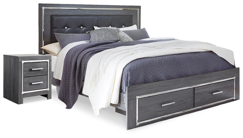Lodanna Gray Queen Storage Bed and Nightstand - B214B44
