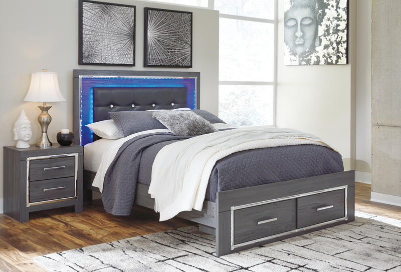 Lodanna Gray Queen Storage Bed and Nightstand - B214B44