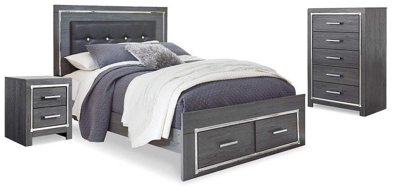 Lodanna Gray Queen Storage Bed, Chest and Nightstand - B214B41