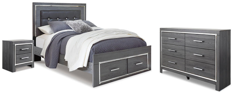 Lodanna Gray Queen Storage Bed, Dresser and Nightstand - B214B53