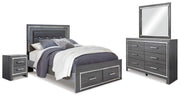 Lodanna Gray Queen Storage Bed, Dresser, Mirror and 2 Nightstands - B214B40