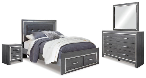 Lodanna Gray Queen Storage Bed, Dresser, Mirror and 2 Nightstands - B214B40