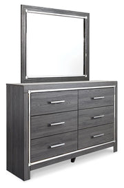 Lodanna Gray Queen Upholstered Panel Bed, Dresser, Mirror and 2 Nightstands - B214B36