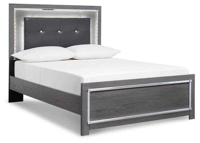 Lodanna King Panel Bed with Mirrored Dresser and 2 Nightstands in Gray - PKG003548