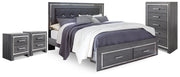 Lodanna King Panel Storage Bed, Chest and 2 Nightstands - B214B60