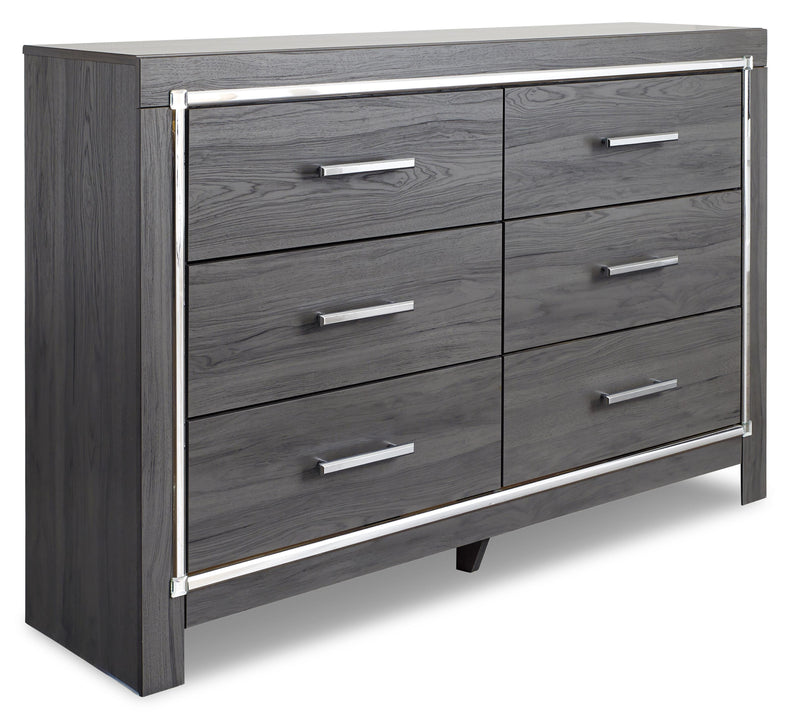 Lodanna Queen Panel Bed with 2 Storage Drawers with Dresser in Gray - PKG003581