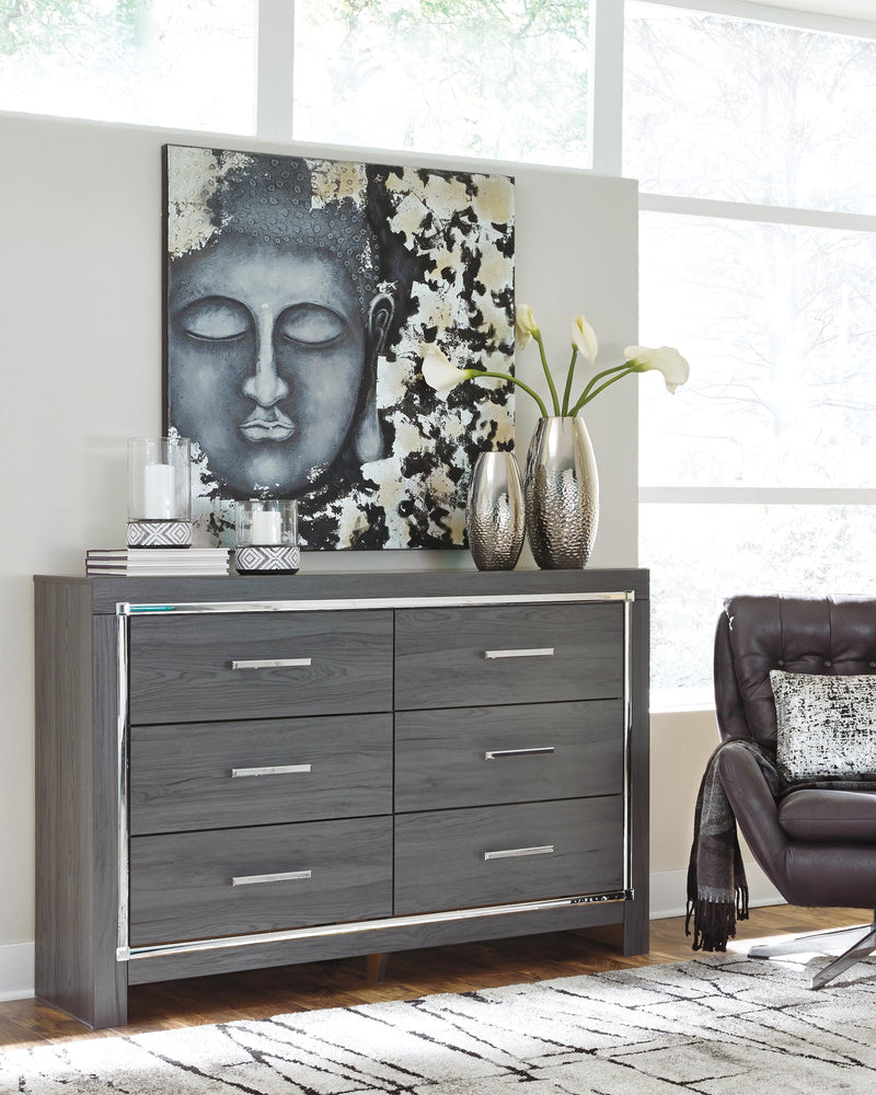 Lodanna Queen Panel Bed with 2 Storage Drawers with Dresser in Gray - PKG003581