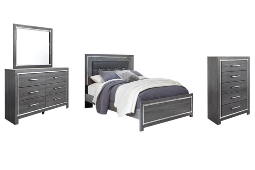 Lodanna Queen Panel Bed with Mirrored Dresser and Chest in Gray - PKG003597