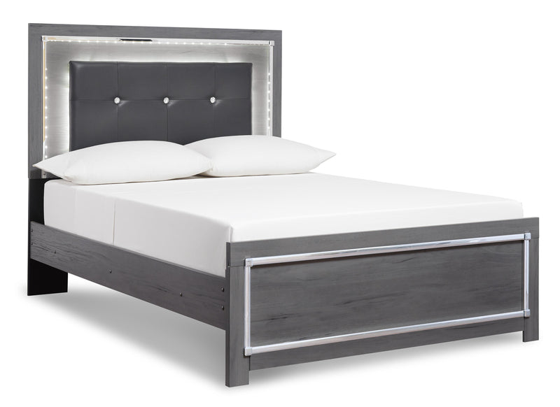 Lodanna Queen Panel Bed with Mirrored Dresser and Chest in Gray - PKG003597