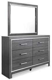 Lodanna Queen Panel Bed with Mirrored Dresser and Chest in Gray - PKG003597