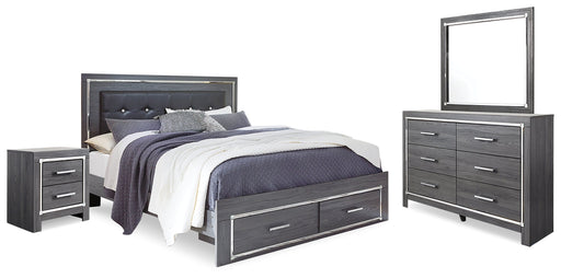 Lodanna Queen Panel Bed with Mirrored Dresser and Nightstand in Gray - PKG014081