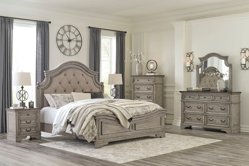 Lodenbay Antique Gray Upholstered Panel Bedroom Set - Gate FurnitureBedroom Set