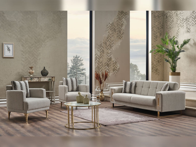 Loft Ser 3-pieces (Sofa & Loveseat & Chair) Livingroom in Cream - 200-SER-LOF-PINAR06-321