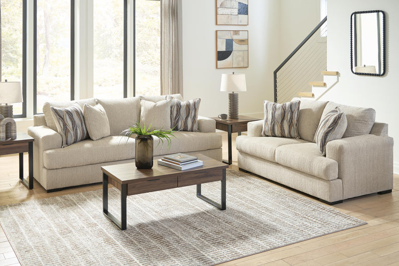 Lofwood Sofa and Loveseat in Oatmeal - PKG026538
