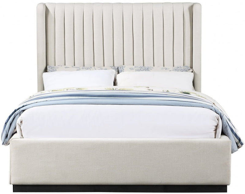 Logan Linen Textured Fabric Full Bed Beige - LoganBeige-F
