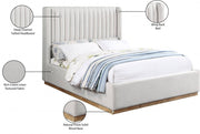 Logan Linen Textured Fabric Full Bed Cream - LoganCream-F