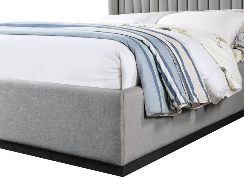 Logan Linen Textured Fabric Full Bed Grey - LoganGrey-F