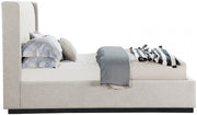 Logan Linen Textured Fabric King Bed Beige - Gate FurnitureKing Bed