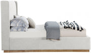 Logan Linen Textured Fabric King Bed Cream - Gate FurnitureKing Bed