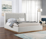 Logan Linen Textured Fabric King Bed Cream - Gate FurnitureKing Bed