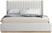 Logan Linen Textured Fabric King Bed Cream - Gate FurnitureKing Bed