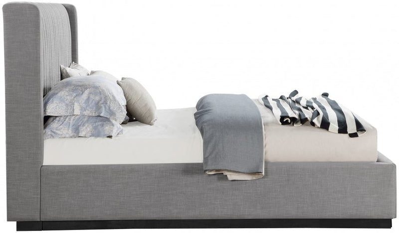Logan Linen Textured Fabric King Bed Grey - Gate FurnitureKing Bed