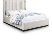Logan Linen Textured Fabric Queen Bed Beige - Gate FurnitureQueen Bed