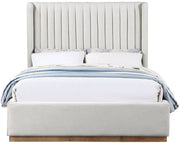 Logan Linen Textured Fabric Queen Bed Cream - Gate FurnitureQueen Bed