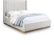 Logan Linen Textured Fabric Queen Bed Cream - Gate FurnitureQueen Bed