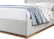 Logan Linen Textured Fabric Queen Bed Cream - Gate FurnitureQueen Bed