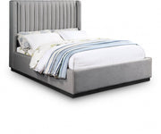 Logan Linen Textured Fabric Queen Bed Grey - Gate FurnitureQueen Bed