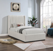Logan Linen Textured Fabric Twin Bed Beige - Gate FurnitureTwin Bed