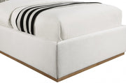 Logan Linen Textured Fabric Twin Bed Cream - Gate FurnitureTwin Bed