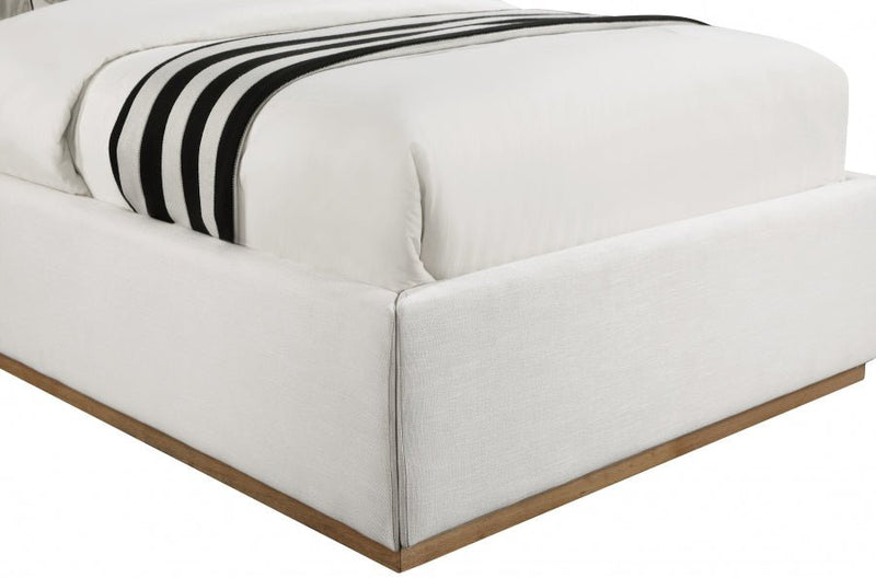 Logan Linen Textured Fabric Twin Bed Cream - Gate FurnitureTwin Bed