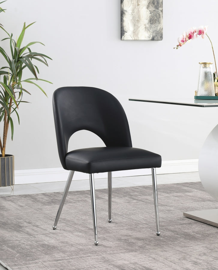 Logan Vegan Leather Upholstered Dining Chair in Black, Set of 2 - 999Black-C
