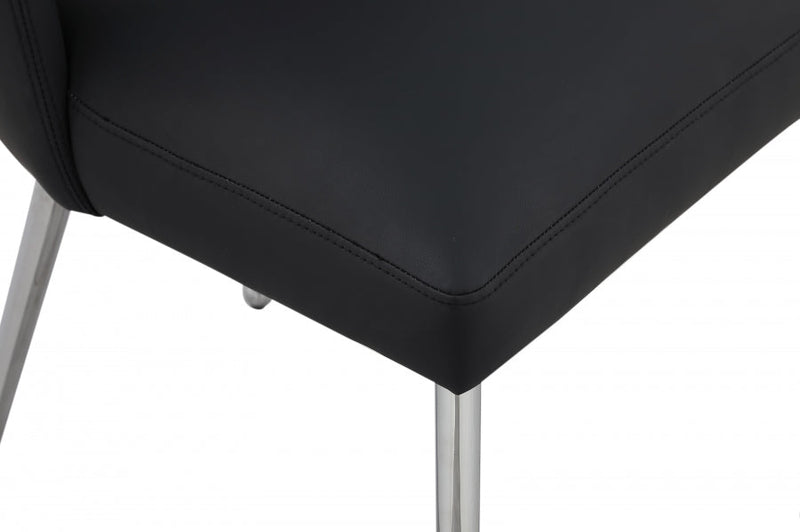 Logan Vegan Leather Upholstered Dining Chair in Black, Set of 2 - 999Black-C
