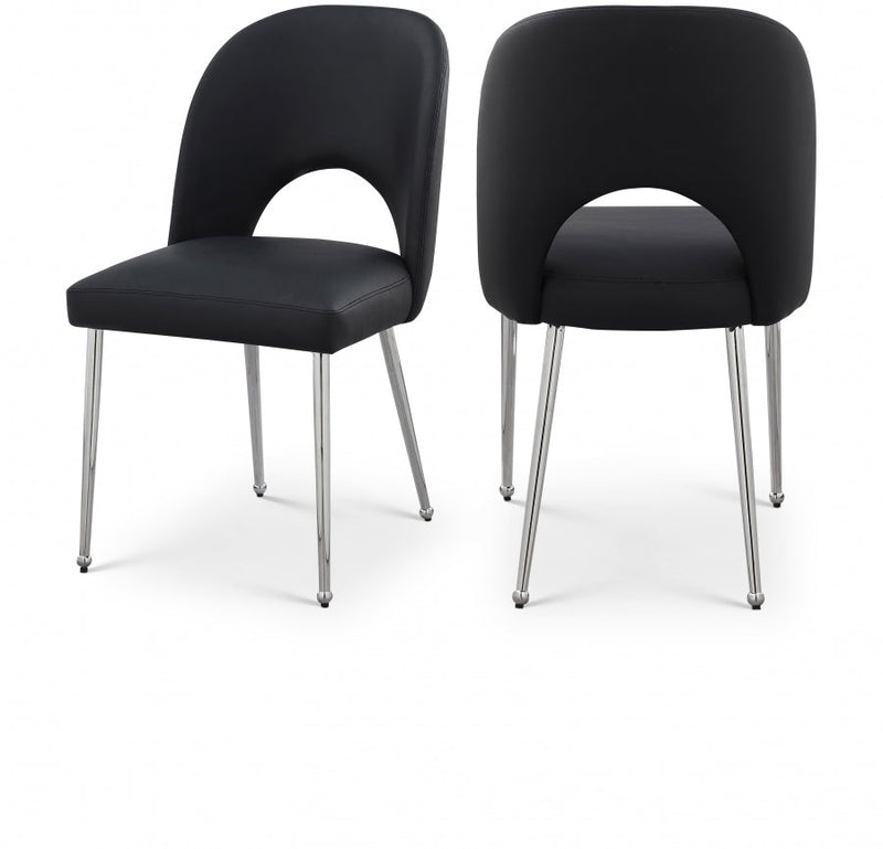 Logan Vegan Leather Upholstered Dining Chair in Black, Set of 2 - 999Black-C
