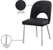 Logan Vegan Leather Upholstered Dining Chair in Black, Set of 2 - 999Black-C