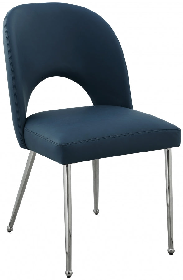 Logan Vegan Leather Upholstered Dining Chair in Blue, Set of 2 - 999Navy-C