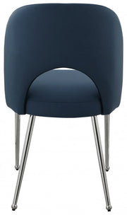 Logan Vegan Leather Upholstered Dining Chair in Blue, Set of 2 - 999Navy-C