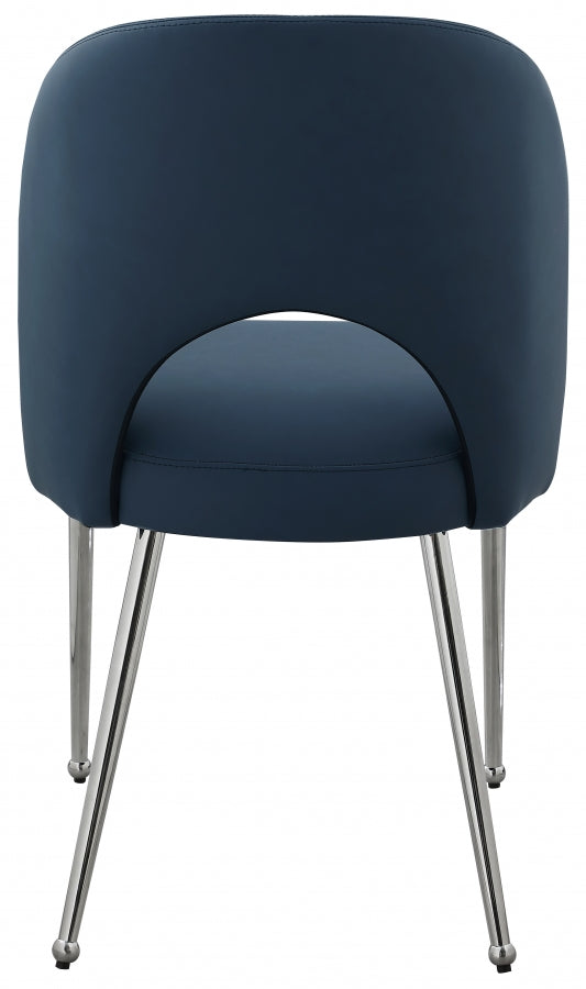 Logan Vegan Leather Upholstered Dining Chair in Blue, Set of 2 - 999Navy-C