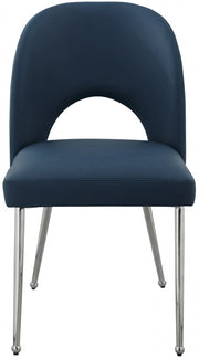Logan Vegan Leather Upholstered Dining Chair in Blue, Set of 2 - 999Navy-C