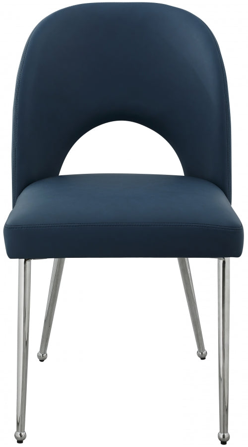 Logan Vegan Leather Upholstered Dining Chair in Blue, Set of 2 - 999Navy-C