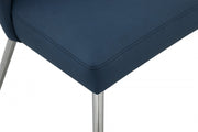 Logan Vegan Leather Upholstered Dining Chair in Blue, Set of 2 - 999Navy-C