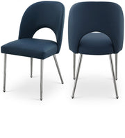 Logan Vegan Leather Upholstered Dining Chair in Blue, Set of 2 - 999Navy-C