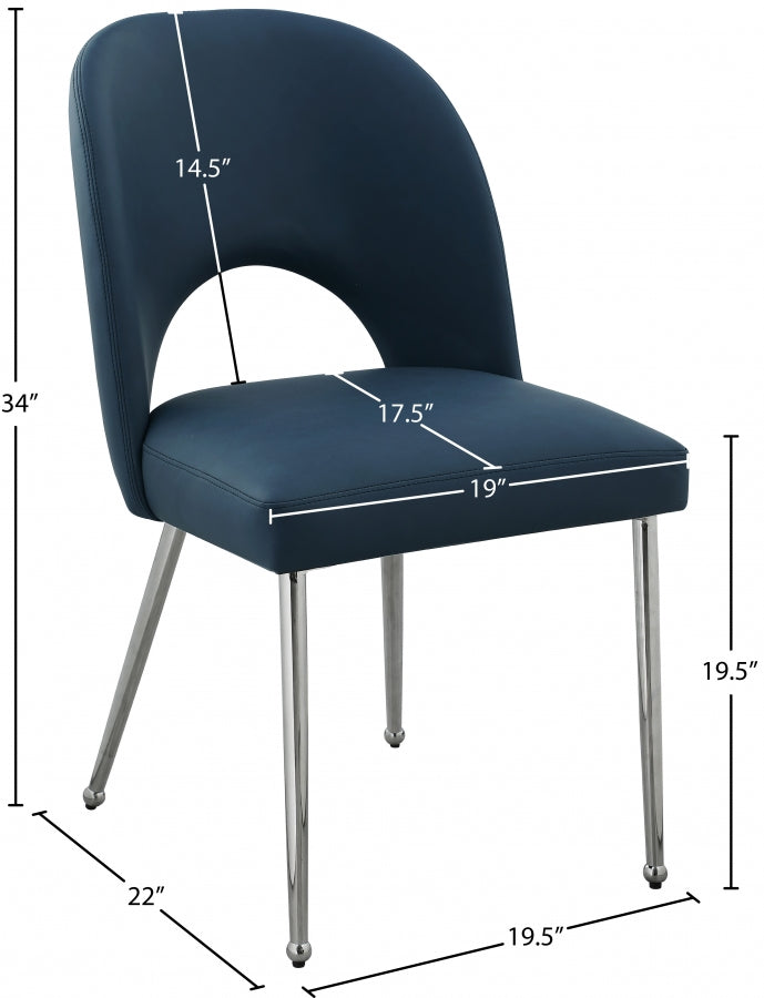 Logan Vegan Leather Upholstered Dining Chair in Blue, Set of 2 - 999Navy-C